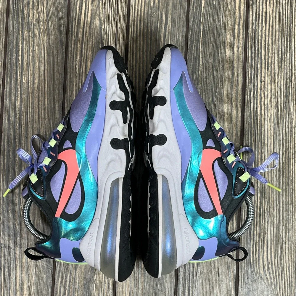 Nike Air Max 270 React Women Size 9 Purple Iridescent CU4818-001 Sneaker Running
